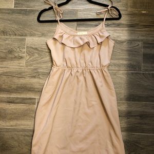 Tan dress with ruffle top